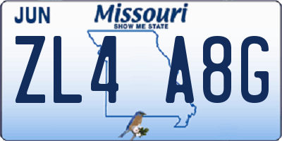MO license plate ZL4A8G
