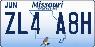 MO license plate ZL4A8H
