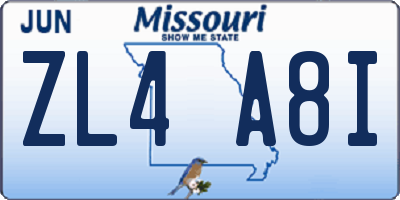 MO license plate ZL4A8I