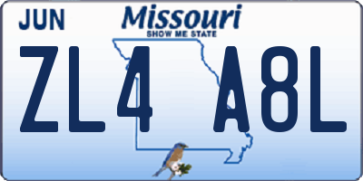MO license plate ZL4A8L