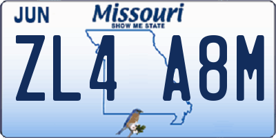 MO license plate ZL4A8M