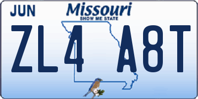 MO license plate ZL4A8T