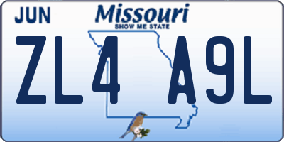 MO license plate ZL4A9L