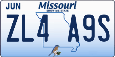 MO license plate ZL4A9S