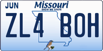 MO license plate ZL4B0H
