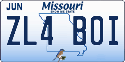 MO license plate ZL4B0I