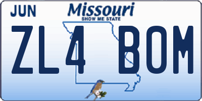 MO license plate ZL4B0M