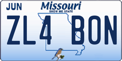 MO license plate ZL4B0N