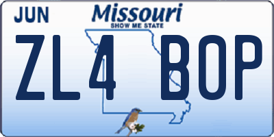 MO license plate ZL4B0P