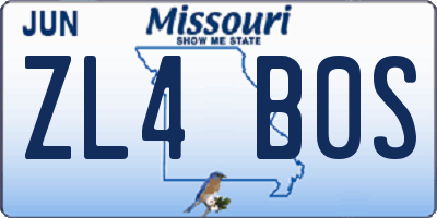 MO license plate ZL4B0S