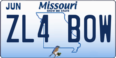 MO license plate ZL4B0W