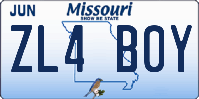 MO license plate ZL4B0Y