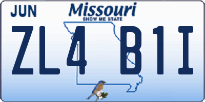MO license plate ZL4B1I