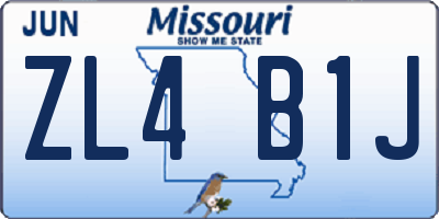 MO license plate ZL4B1J
