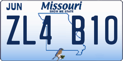 MO license plate ZL4B1O