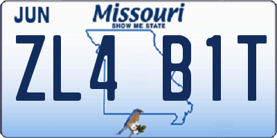 MO license plate ZL4B1T