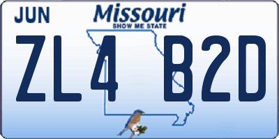 MO license plate ZL4B2D