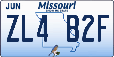 MO license plate ZL4B2F