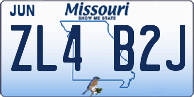 MO license plate ZL4B2J