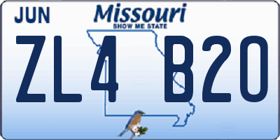 MO license plate ZL4B2O