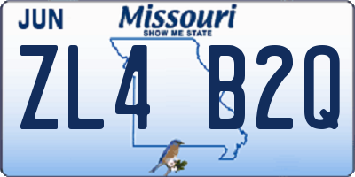 MO license plate ZL4B2Q