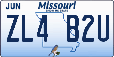 MO license plate ZL4B2U