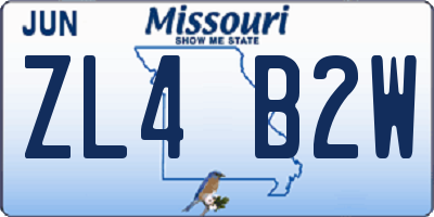 MO license plate ZL4B2W