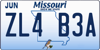 MO license plate ZL4B3A