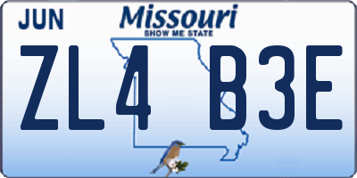 MO license plate ZL4B3E