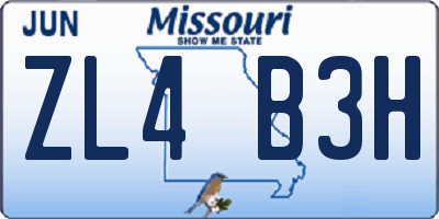MO license plate ZL4B3H