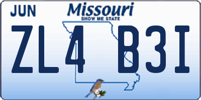 MO license plate ZL4B3I