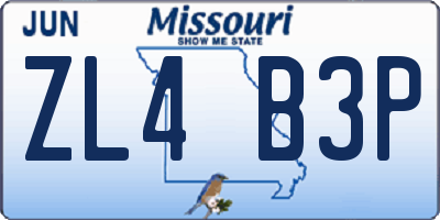 MO license plate ZL4B3P