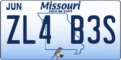 MO license plate ZL4B3S