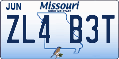 MO license plate ZL4B3T