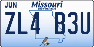 MO license plate ZL4B3U