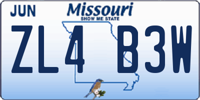 MO license plate ZL4B3W