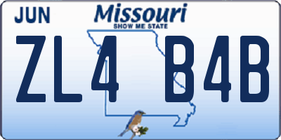 MO license plate ZL4B4B