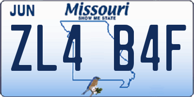 MO license plate ZL4B4F
