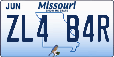 MO license plate ZL4B4R