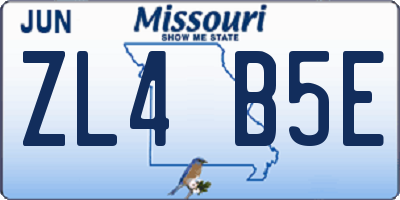 MO license plate ZL4B5E