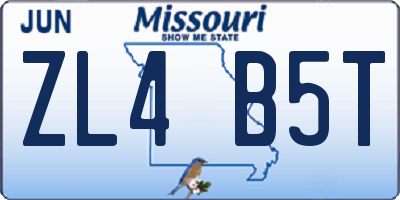 MO license plate ZL4B5T