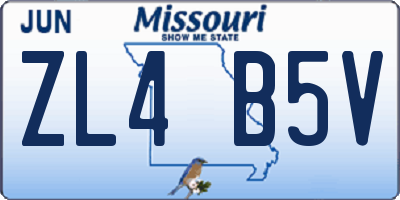 MO license plate ZL4B5V