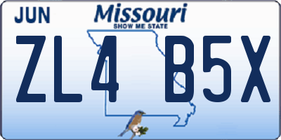 MO license plate ZL4B5X