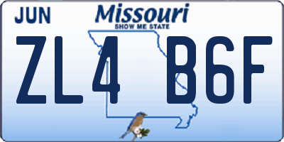 MO license plate ZL4B6F