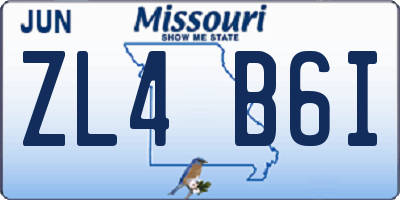 MO license plate ZL4B6I