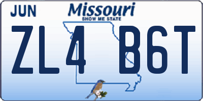 MO license plate ZL4B6T