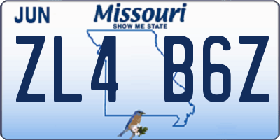 MO license plate ZL4B6Z