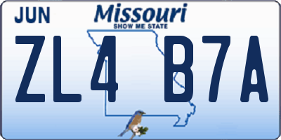 MO license plate ZL4B7A