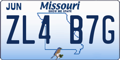 MO license plate ZL4B7G