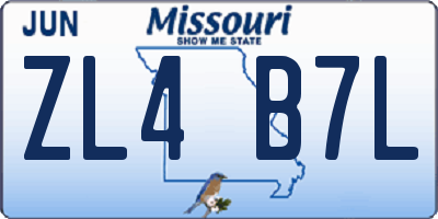 MO license plate ZL4B7L